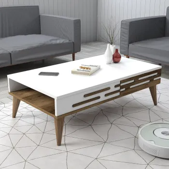 Masuta de cafea, Hommy Craft, Valensiya, 105x60x34.6 cm, PAL, Nuc/Alb imagine