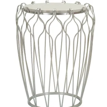 Masuta de cafea Hook, Mauro Ferretti, 47.5x47.5x61.5 cm, fier/marmura, argintiu imagine