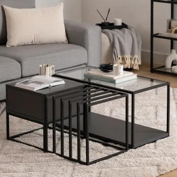 Masuta de cafea, Howard, Charlotte, 90x37x90 cm, Negru imagine