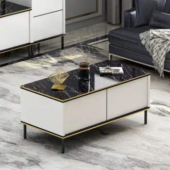 Masuta de cafea, Inarch, Imaj, 90x40x45 cm, PAL, Alb imagine