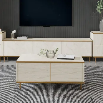 Masuta de cafea, Inarch, Imaj, Travertin / Auriu imagine