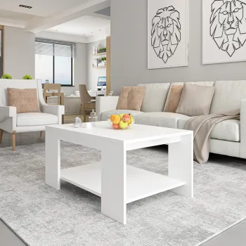 Masuta de cafea, Inarch, Lina, 90x43.8x60 cm, PAL, Alb imagine