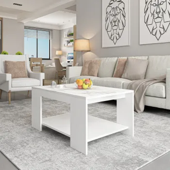 Masuta de cafea, Inarch, Lina, 90x43.8x60 cm, PAL, Alb imagine