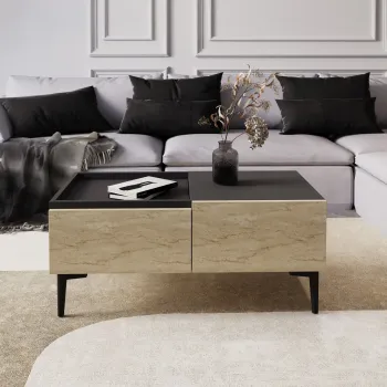 Masuta de cafea, Inarch, Mia, Travertin / Antracit imagine