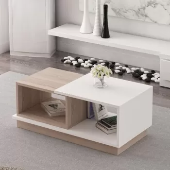 Masuta de cafea, Inarch, Viyana, 90x36x45 cm, Stejar alb imagine