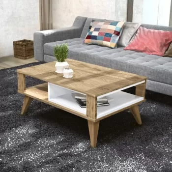 Masuta de cafea Ionis, Zena Home, 90x60x40 cm, natural/alb imagine