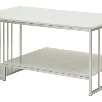 Masuta de cafea Kayseri, Mauro Ferretti, 90x45x60 cm, fier/marmura, argintiu/alb imagine