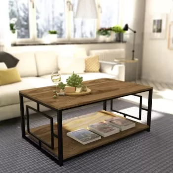 Masuta de cafea Kelvin, Zena Home, 120x60x50 cm, maro/negru imagine