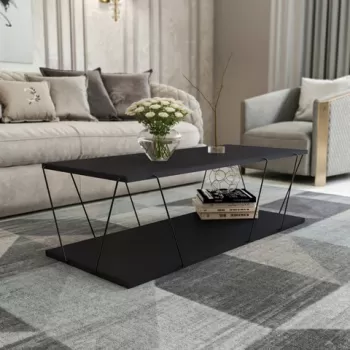 Masuta de cafea Labranda, Kalune Design, 120x50x30 cm, antracit/negru imagine