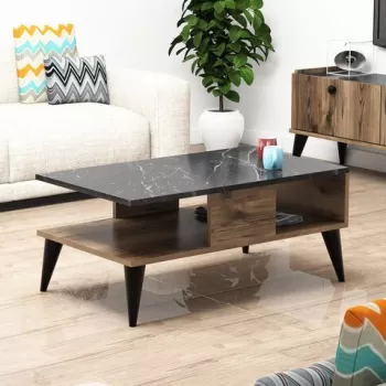 Masuta de cafea Lidya, Almaren, 90x54x39.6 cm, maro/marble imagine