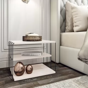 Masuta de cafea Lifon, Kalune Design, 50x40x40 cm, alb/negru imagine