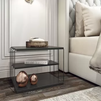 Masuta de cafea Lifon, Kalune Design, 50x40x40 cm, antracit/negru imagine