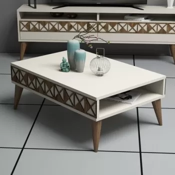 Masuta de cafea Line Cream, Hommy Craft, 90x60x34,6cm, crem imagine