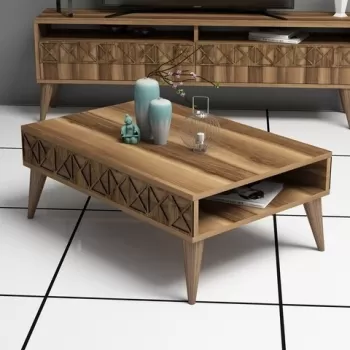 Masuta de cafea Line Walnut, Hommy Craft, 90x60x34,6 cm, aluna imagine