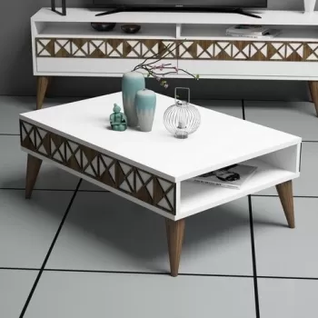 Masuta de cafea Line White, Hommy Craft, 90x60x34,6 cm, alb imagine