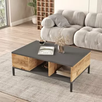 Masuta de cafea, Locelso, RL2-AA, 90x33.1x60 cm, Pin Atlantic / Antracit imagine