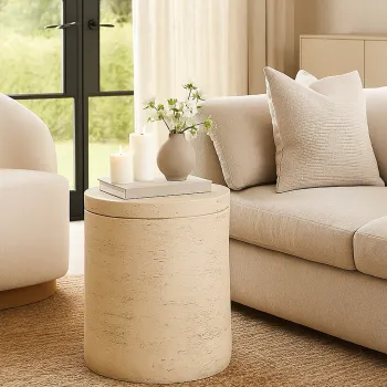 Masuta de cafea, Mauro Ferretti, Antic, 35x43 cm, oxid de magneziu, crem imagine