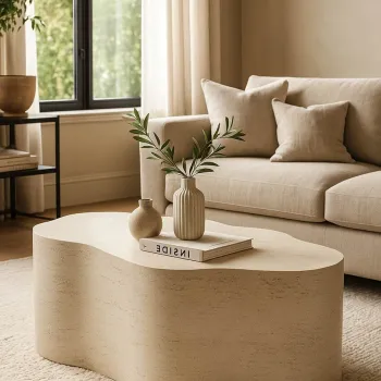 Masuta de cafea, Mauro Ferretti, Cloud, 92.5x54.8x40 cm, oxid de magneziu, crem imagine