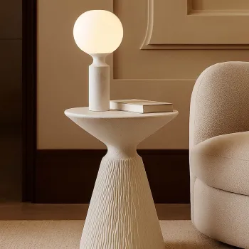 Masuta de cafea, Mauro Ferretti, Cone, 40x53 cm, oxid de magneziu, crem imagine