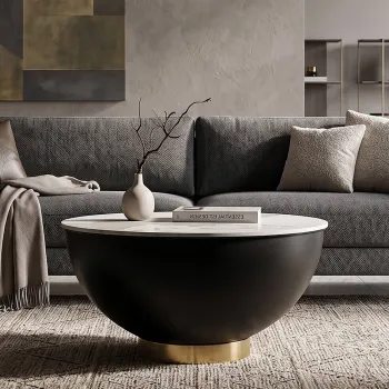 Masuta de cafea, Mauro Ferretti, Contemporary Glam, 73x47 cm, ceramica/metal, maro imagine