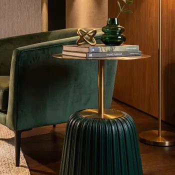 Masuta de cafea, Mauro Ferretti, Egle, 40x55 cm, metal/poliuretan, gri/verde imagine