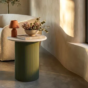 Masuta de cafea, Mauro Ferretti, Frankfurt, 40x42x45 cm, metal/MDF/marmura artificiala, verde/alb imagine