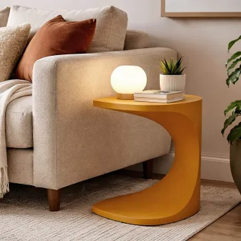 Masuta de cafea, Mauro Ferretti, Ibiza, 42x42x52 cm, plastic, mustar imagine