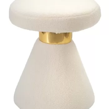 Masuta de cafea, Mauro Ferretti, ICELAND, O 42 x 51 cm, lemn de pin/mdf/piele ecologica, crem/auriu/alb imagine