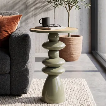 Masuta de cafea, Mauro Ferretti, Seoul Green Glow, 45.5x63 cm, metal/MDF, verde/maro imagine