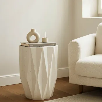 Masuta de cafea, Mauro Ferretti, Star, 38.5x53 cm, oxid de magneziu, crem imagine