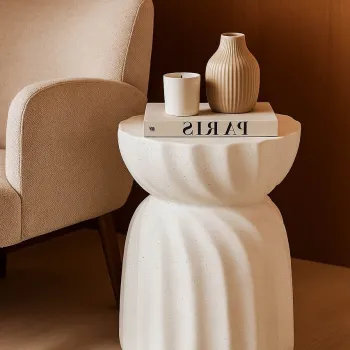 Masuta de cafea, Mauro Ferretti, Twisty, 36x47.5 cm, oxid de magneziu, crem imagine