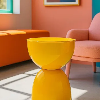 Masuta de cafea, Mauro Ferretti, Yao, 31x46 cm, metal, mustar imagine