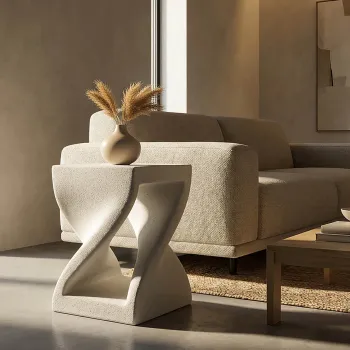 Masuta de cafea, Mauro Ferretti, Z Shape, 34x34x45 cm, oxid de magneziu, crem imagine