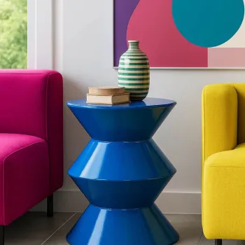 Masuta de cafea, Mauro Ferretti, Zag, 37.5x45 cm, metal, albastru imagine