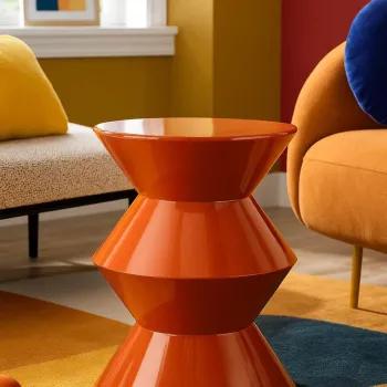 Masuta de cafea, Mauro Ferretti, Zag, 37.5x45 cm, metal, portocaliu imagine