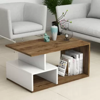 Masuta de cafea, Mezza, Arte 2042, 90x54x42 cm, Nuc inchis / Alb imagine