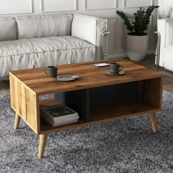 Masuta de cafea, Mezza, Exxen, 90x54x41.6 cm, Nuc / Antracit imagine