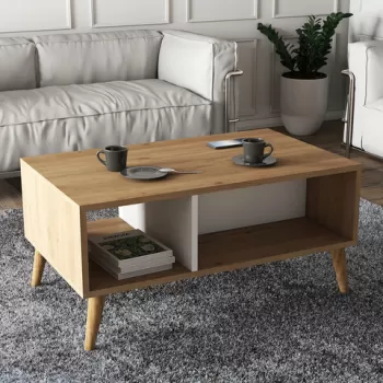 Masuta de cafea, Mezza, Exxen, 90x54x41.6 cm, Stejar / Alb imagine