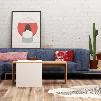 Masuta de cafea, Mod Design, Nuguso, 90x42x40 cm, Stejar / Alb imagine