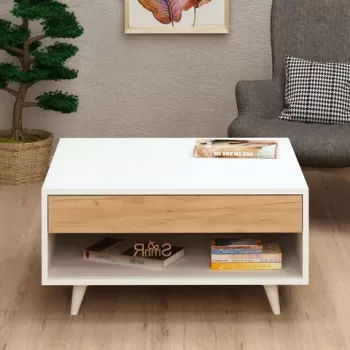 Masuta de cafea, Mod Design, Silla, 80x40x80 cm, Stejar / Alb imagine