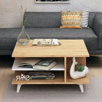 Masuta de cafea, Mod Design, Skull, 80x40x80 cm, Stejar / Alb imagine