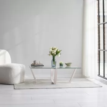 Masuta de cafea, Neostill, Amalfi, 105 x 35 x 65 cm, sticla temperata, alb imagine