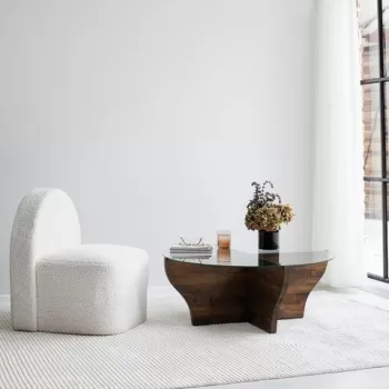 Masuta de cafea, Neostill, Amphora, 92 x 35 x 92 cm, sticla temperata/metal, nuc imagine