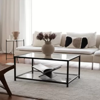 Masuta de cafea, Neostill, Astro sehpa / seffaf temperli cam S400, 90x40x60 cm, Fume / Negru imagine