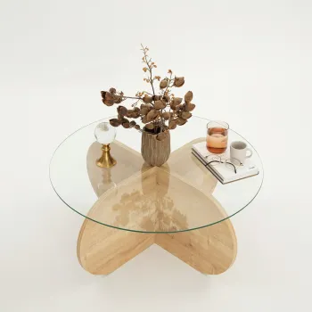 Masuta de cafea, Neostill, Bubble, 75x35x75 cm, Sticla temperata , Maro imagine