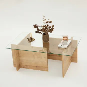 Masuta de cafea, Neostill, Escape, 105x40x65 cm, Sticla temperata , Maro imagine