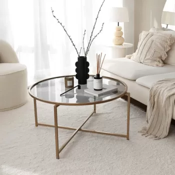 Masuta de cafea, Neostill, Gold Sun S404F, 83x40x83 cm, Aur / Fume imagine