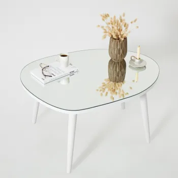 Masuta de cafea, Neostill, Gusto, 75x38x55 cm, Sticla temperata , Alb imagine