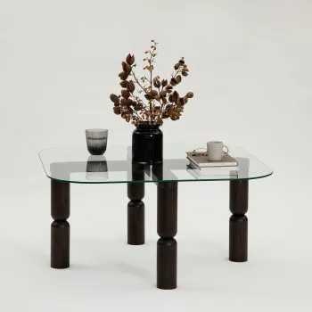 Masuta de cafea, Neostill, Kei, 80x40x80 cm, Sticla temperata , Antracit imagine