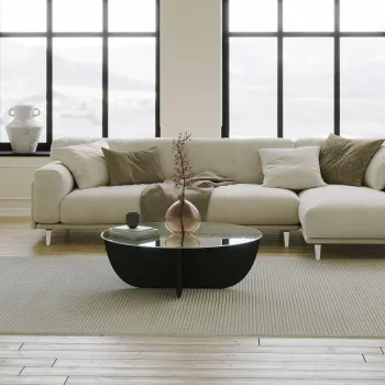 Masuta de cafea, Neostill, Lily, 90x30x90 cm, Sticla temperata, Negru imagine